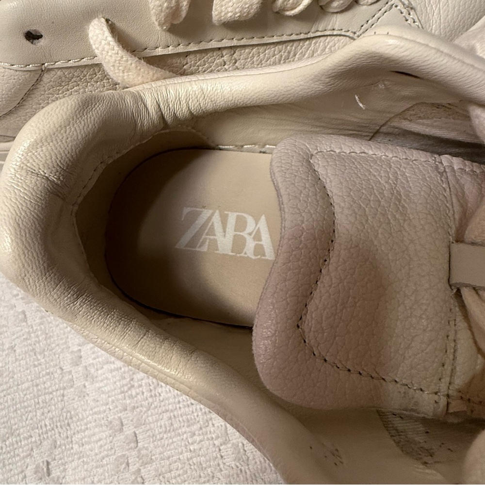 Zara Cream Leather Sneakers - Picture 6 of 7